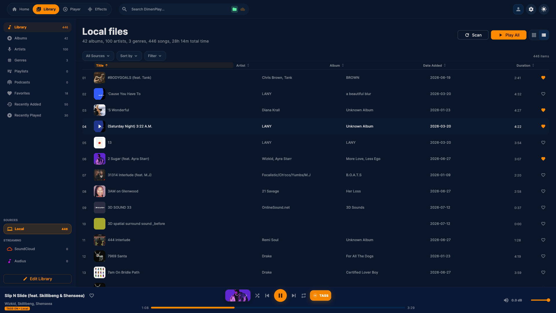 Library Track List Desktop