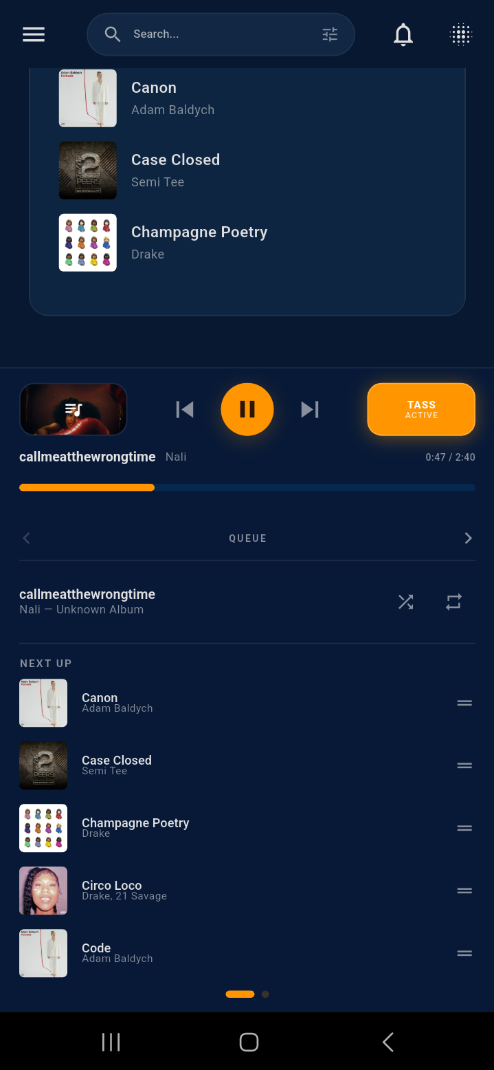 Media Bar Expanded Queue Mobile