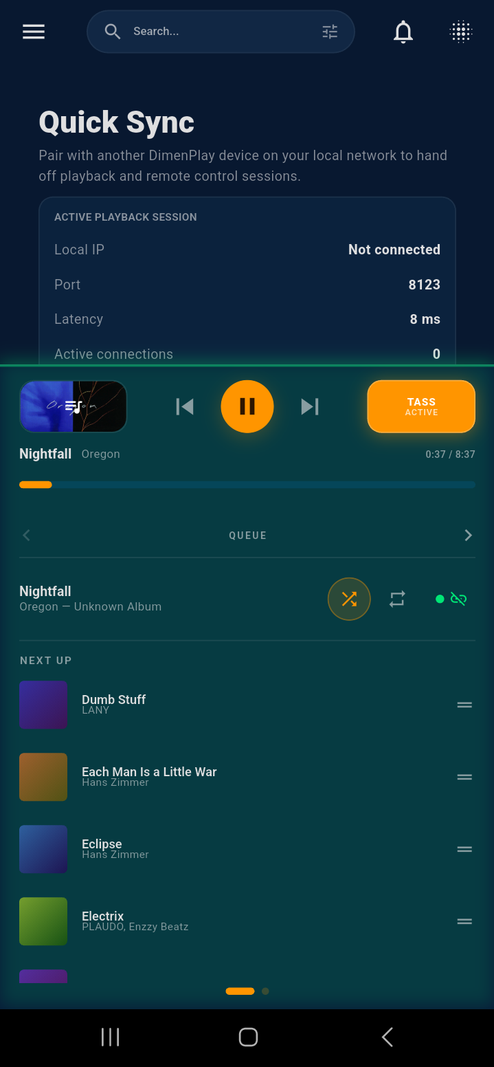 Quick Sync Expanded Bar Mobile