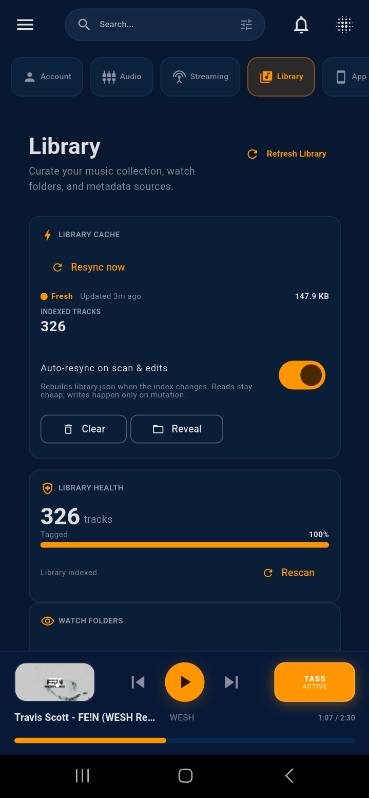Library Settings Mobile