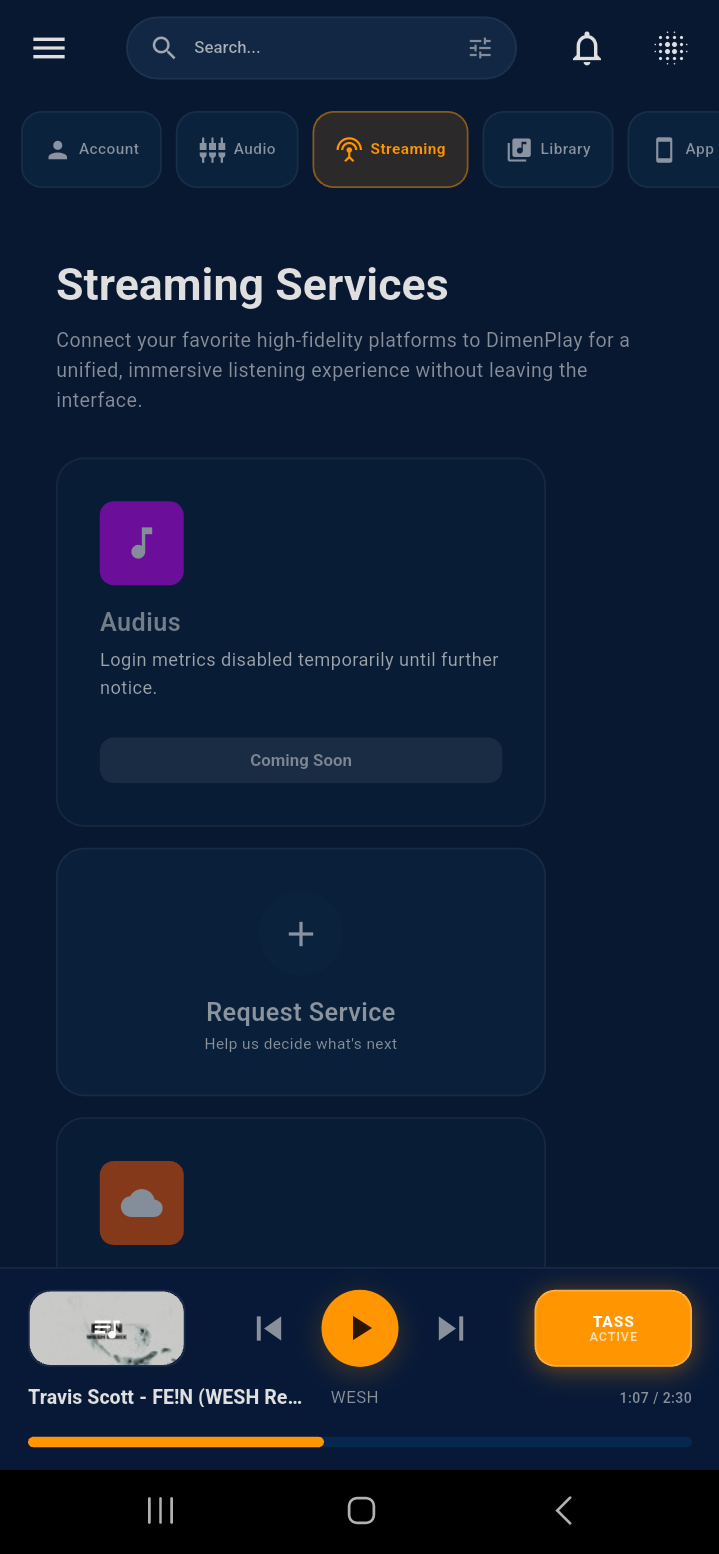 Streaming Settings Mobile