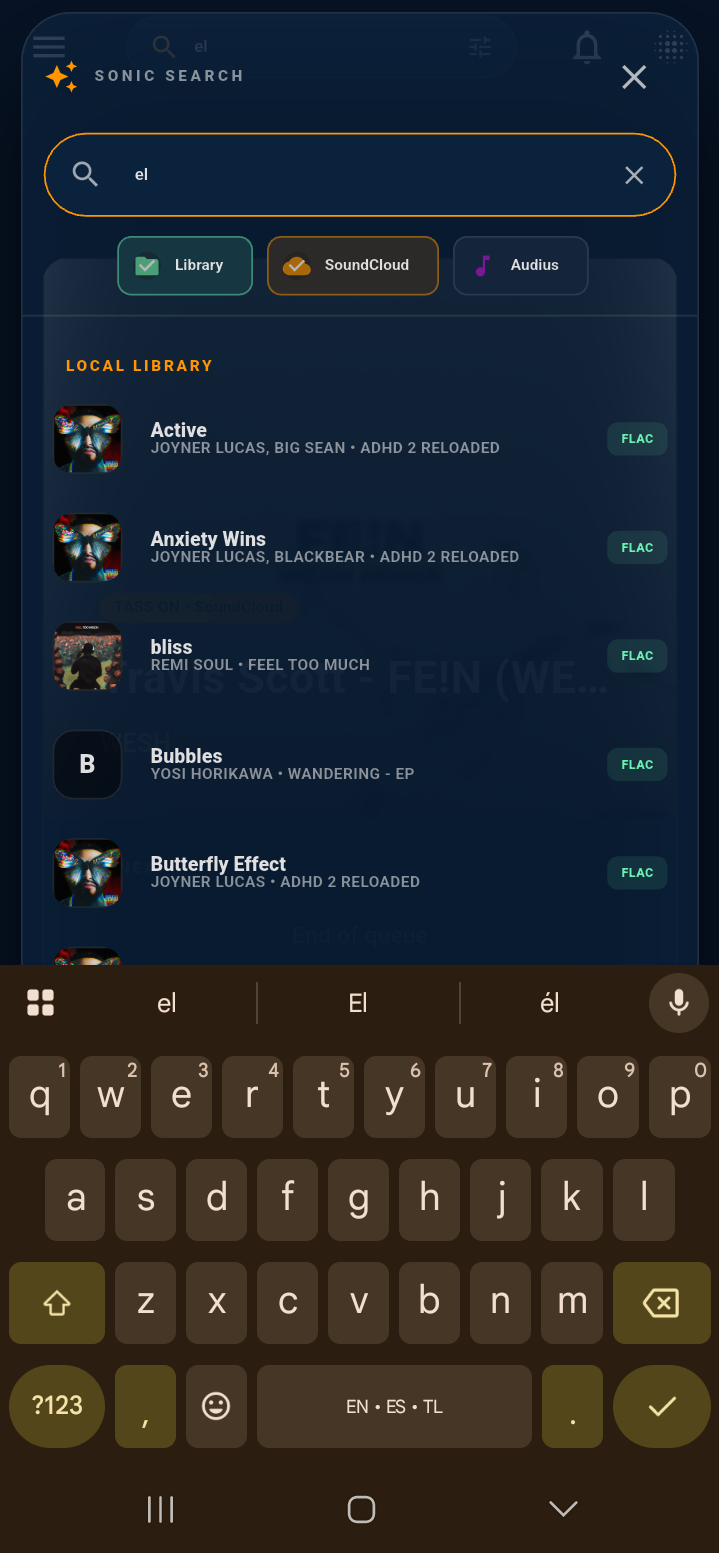 Sonic Search Typing Mobile